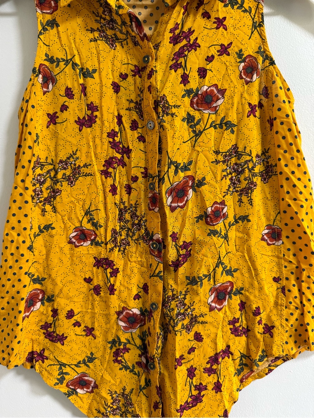 No Boundaries Mustard Floral Tie-Front Camisole - Picture 3 of 6
